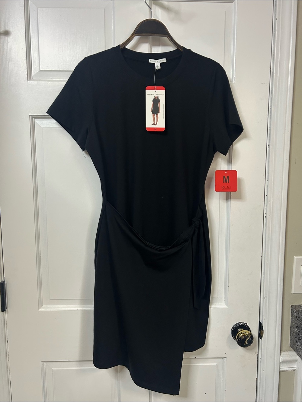 Threads 4 Thought Black Short-Sleeve Wrap-Style Dress